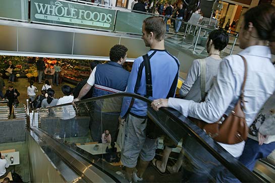 NYC whole food store escalator